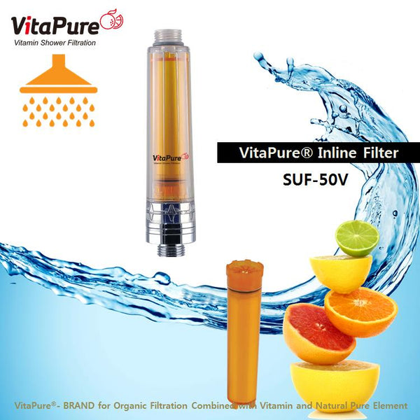 VitaMax Ultra Compact SUF-50V, Vitamin C Inline Shower Filter Designed by VitaPure Technology / Universal Type for the most showerheads and Removes Chlorine & Chloramine